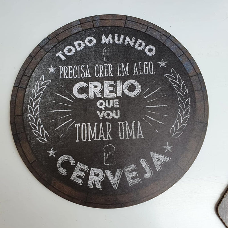 Kit com 6 placas decorativas em MDF - Churrasco - Bebidas - Cerveja